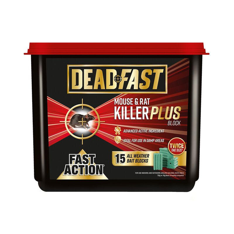 Deadfast Mouse and Rat Killer Plus All Weather Bait Blocks 15 Pack 300gr - Mouse and Rat Killer - Image 1