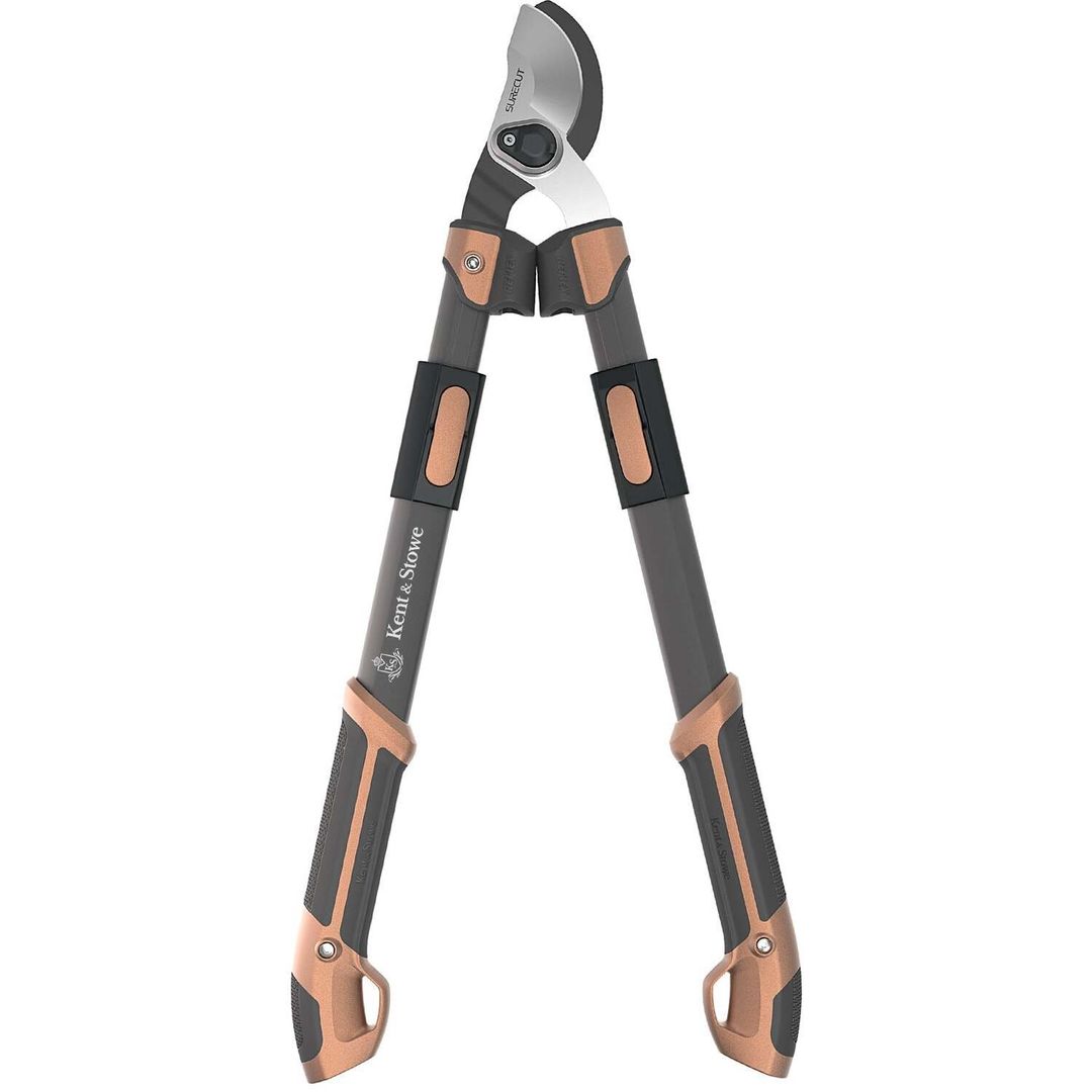 Kent & Stowe Extra Power Bypass Loppers, Telescopic Handles, 35mm Capacity - Brown - Image 1