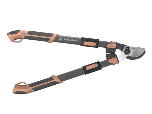 Kent & Stowe Extra Power Bypass Loppers, Telescopic Handles, 35mm Capacity - Brown - Thumbnail 2