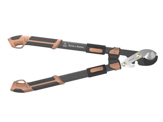 Kent & Stowe Hard Wood Extra Power Geared Anvil Loppers - SK5 Blades, 40mm Cut, Telescopic Handles - Brown - Thumbnail 2
