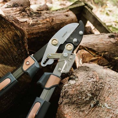 Kent & Stowe Hard Wood Extra Power Ratchet Anvil Loppers Telescopic to 45mm - Brown