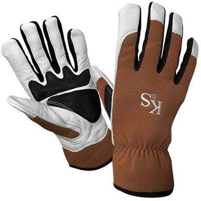 Kent & Stowe Sure & Fit Multi Job Gloves - Large - 100% Leather, Spandex - Gardening - Brown