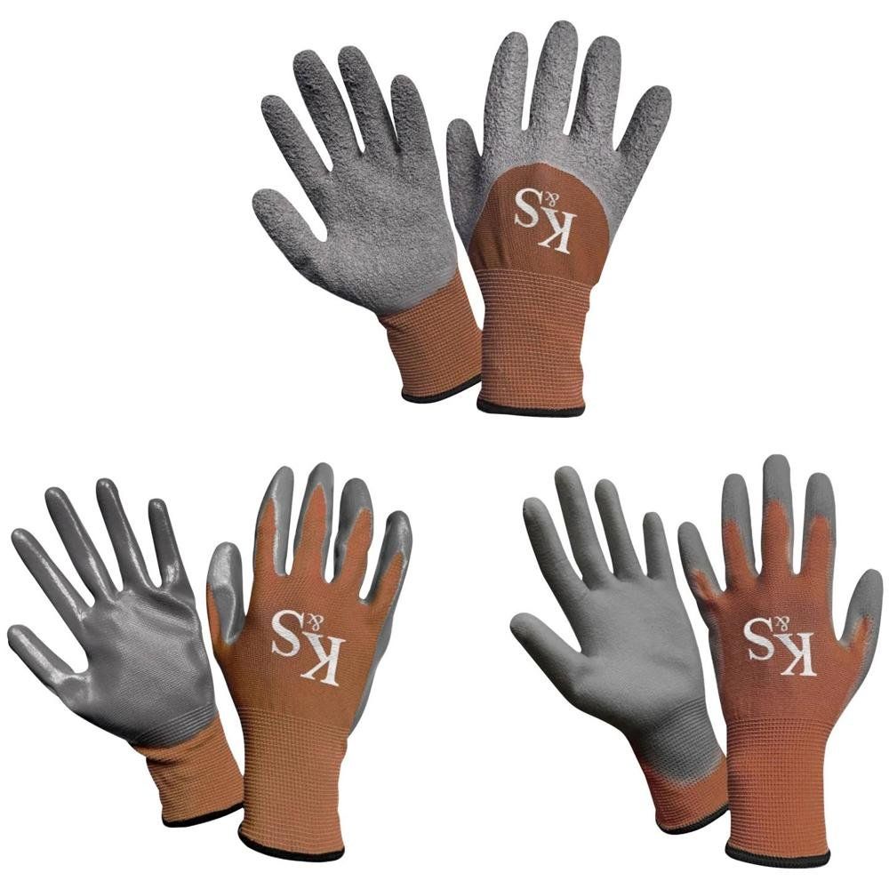 Kent and Stowe Multi Task Garden Gloves Triple Pack Brown / Grey M - Image 1