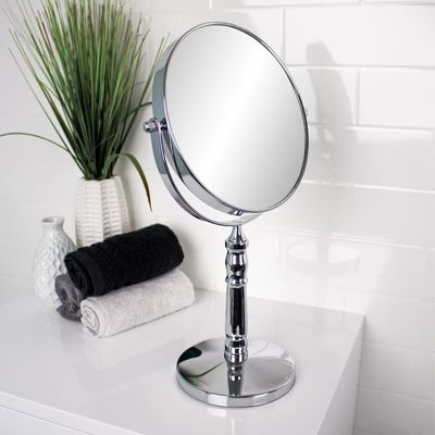 Rho Vanity Reversible 5x Magnification Table Mirror - Silver