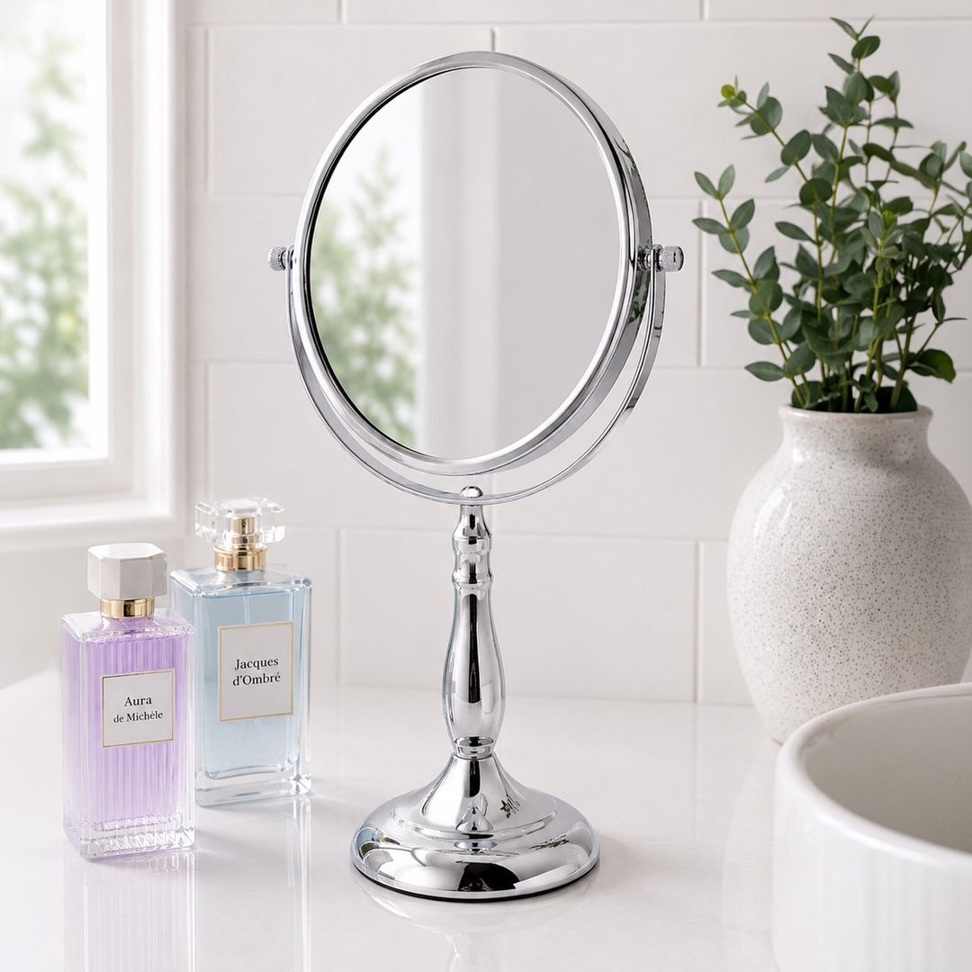 Showerdrape Vidos 7x Magnifying Chrome Round Vanity Mirror in Silver - Image 1
