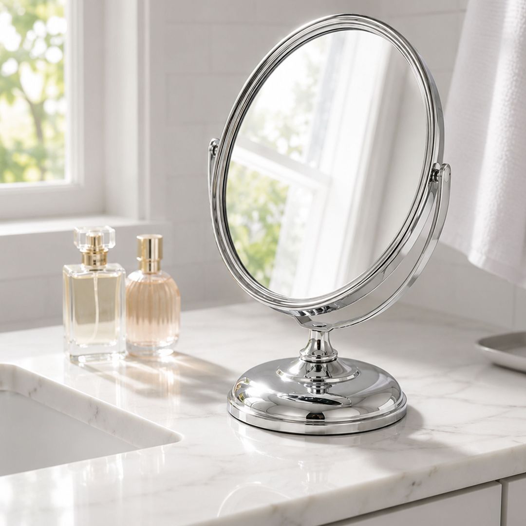 Eris Vanity 5x Magnification Table Mirror - Silver - Image 1
