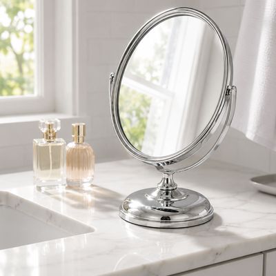 Eris Vanity 5x Magnification Table Mirror - Silver