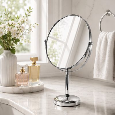 Helios Vanity 3x Magnification Table Mirror - Silver