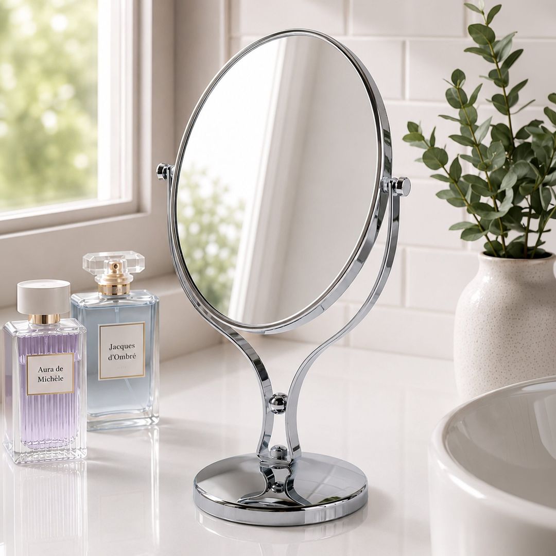 Triton Vanity 5x Magnification Table Mirror - Silver - Image 1