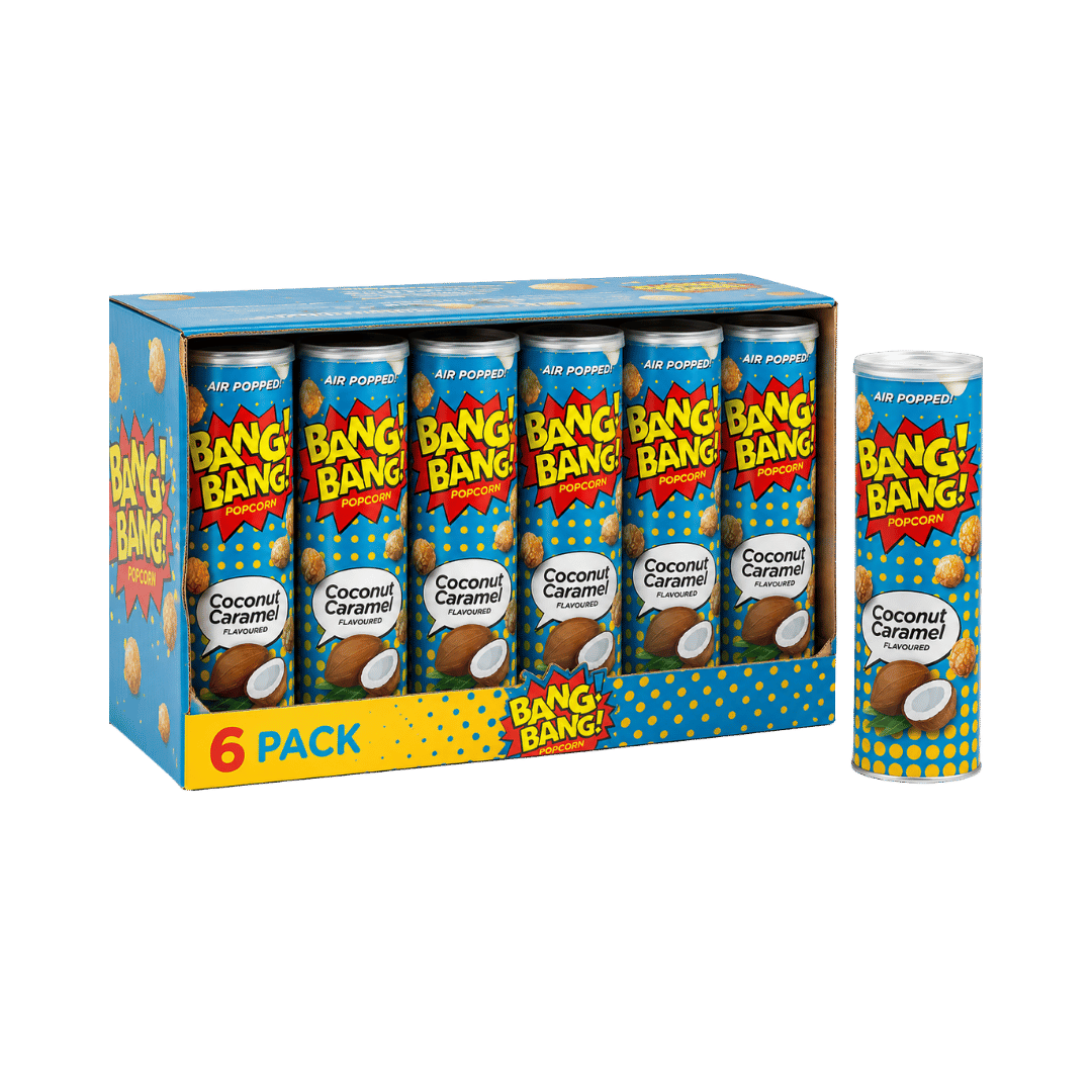 Bang Bang Butter & Coconut Gourmet Flavoured Popcorn 6 x 85g - Image 1