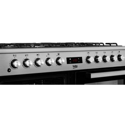 Beko KDVF100X 100cm Dual Fuel Double Oven Range Cooker - Stainless Steel
