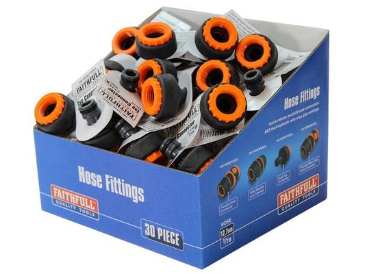 Faithfull YM5812E Plastic Tap Hose Connector 1/2 & 3/4In (Box 30)