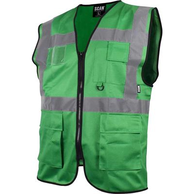 Scan SFV09-G Hi-Vis Utility Green Waistcoat - L (44In)