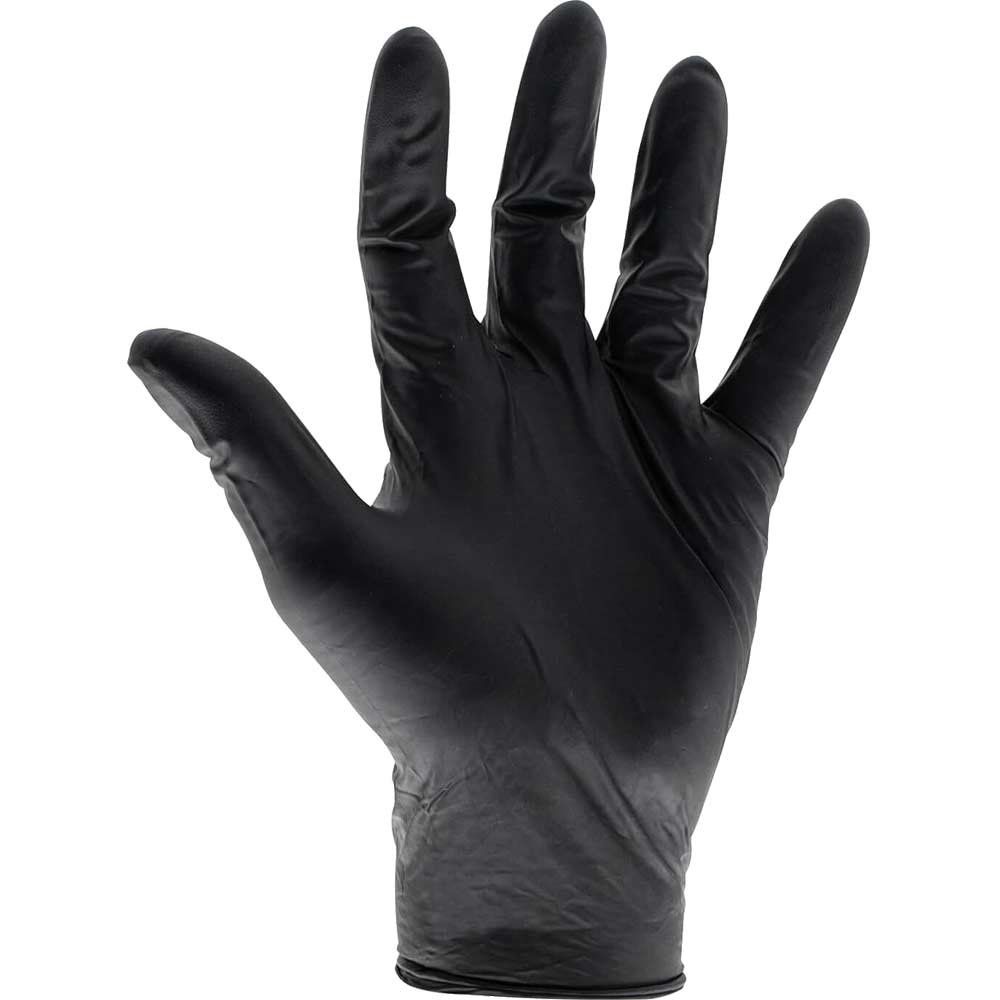 Scan KG-1101 Black Heavy-Duty Nitrile Disposable Gloves Medium Size 7 (Box Of 100) - Image 1
