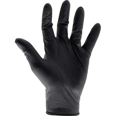 Scan KG-1101 Black Heavy-Duty Nitrile Disposable Gloves Medium Size 7 (Box Of 100)
