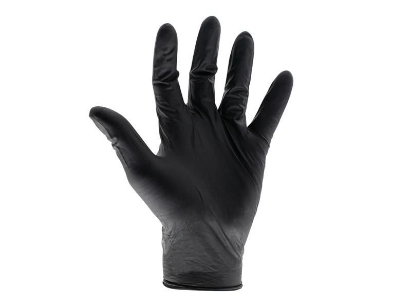Scan Black Heavy Duty Nitrile Disposable Gloves Black L Pack of 100 - Image 1