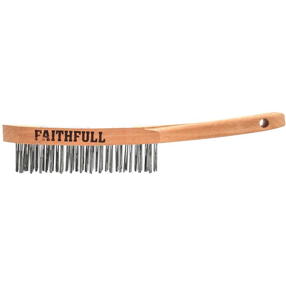 Faithfull Lightweight Hand Wire Scratch Brush 3 Rows - Image 1