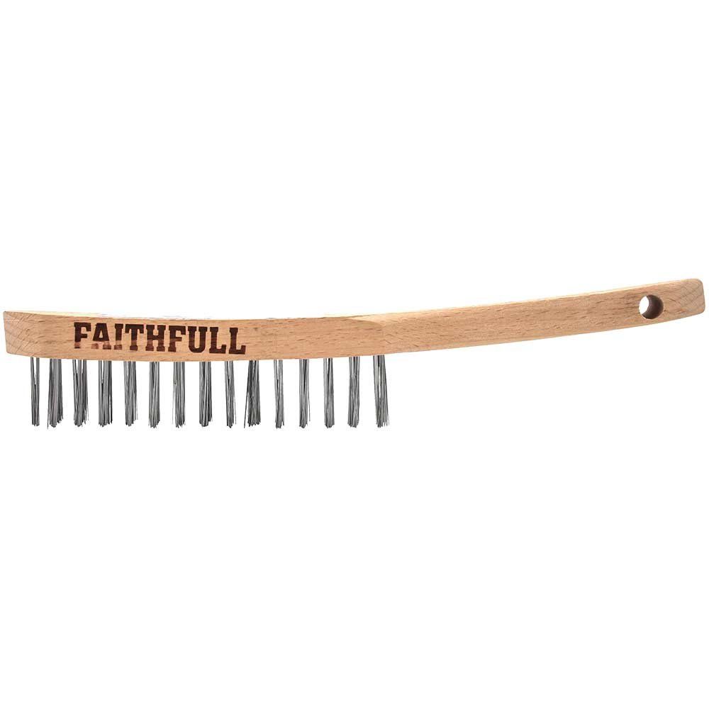 Faithfull Lightweight Hand Wire Scratch Brush 4 Rows - Image 1