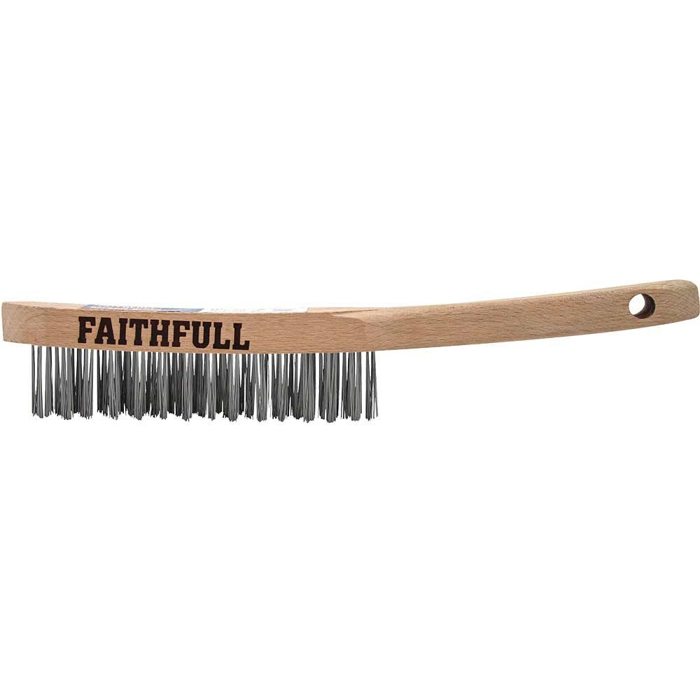 Faithfull Heavy Duty Hand Wire Scratch Brush 3 Rows - Image 1