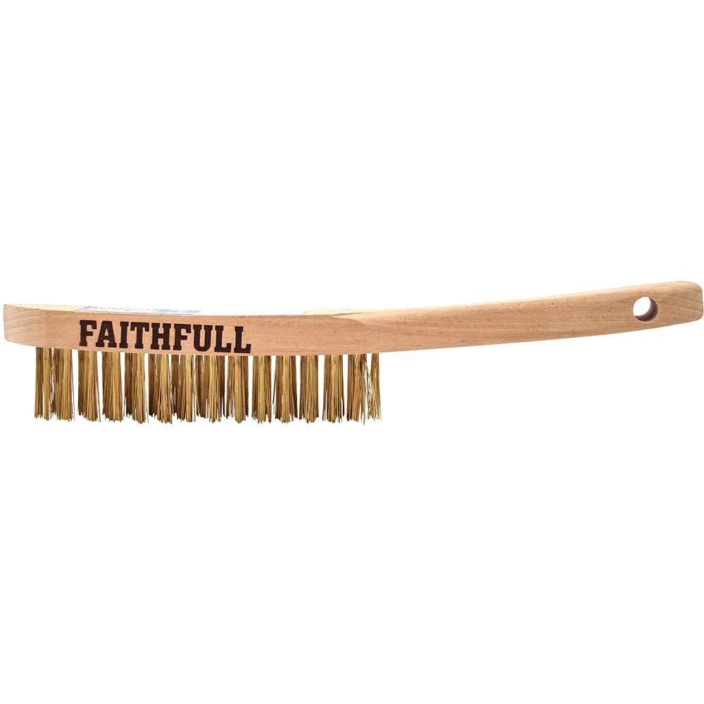 Faithfull Brass Wire Scratch Brush 3 Rows - Image 1