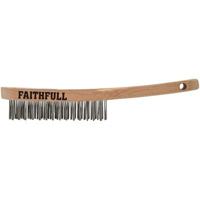 Faithfull Heavy Duty Stainless Steel Hand Wire Scratch Brush 3 Rows