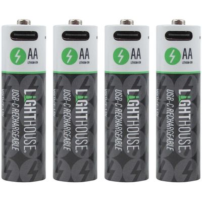 Lighthouse Aa Usb-C Rechargeable Li-Ion Battery Pack Of 4