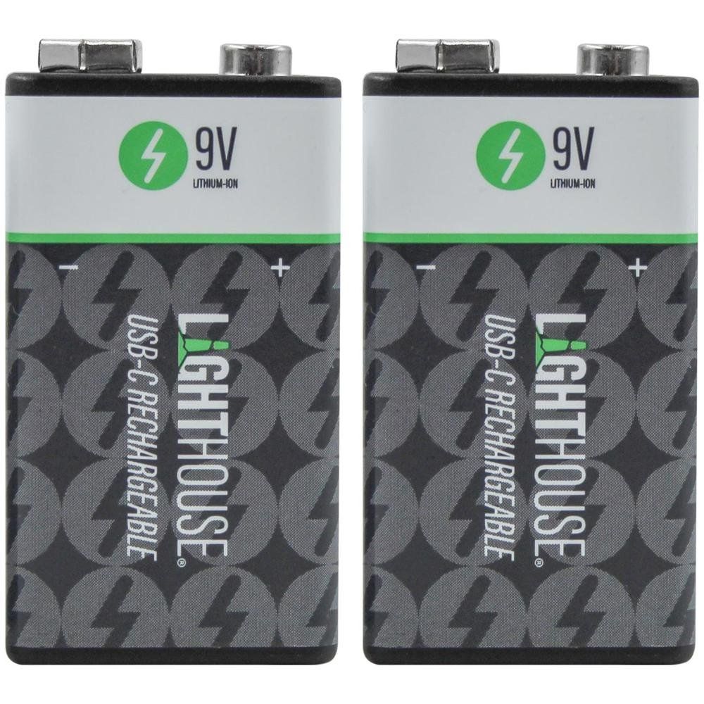 Lighthouse USB-C Rechargeable Li-ion 9v Battery Pack of 2 - Image 1