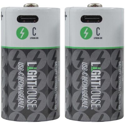 Lighthouse USB-C Rechargeable Li-ion C Cell Battery Pack of 2