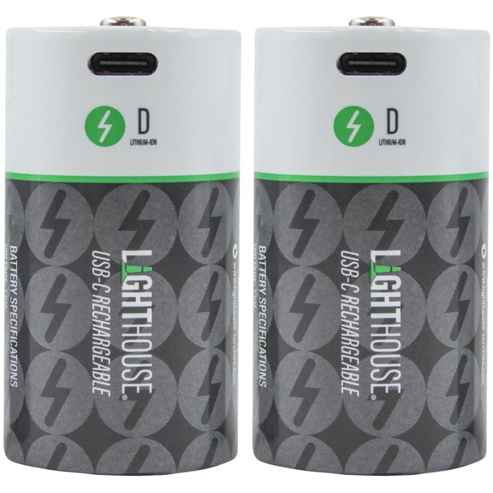 Lighthouse USB-C Rechargeable Li-ion D Cell Battery Pack of 2 - Image 1