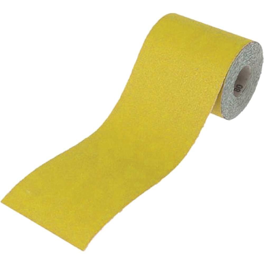 Faithfull Yellow Aluminium Oxide Sanding Roll 115mm 50m 120g - Image 1