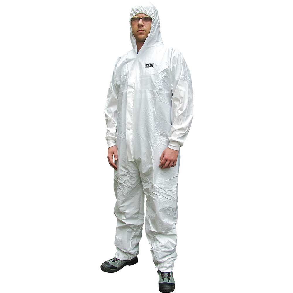Scan 2503 XX LARGE Chemical Splash Resistant Disposable Coverall White Type 5/6 Xxl (45-49In) - Image 1