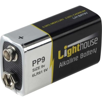 Lighthouse 6LR61 9V Lr61 Alkaline Battery 1100 Mah (Single Pack)