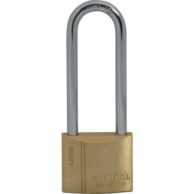Faithfull BC0440- LS Brass Padlock 40Mm Long Shackle 3 Keys