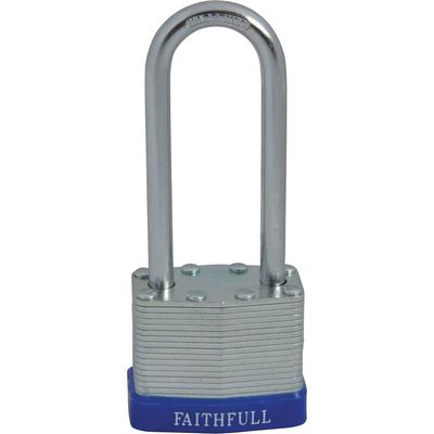Faithfull QC0140-LS Laminated Steel Padlock 40Mm Long Shackle 3 Keys