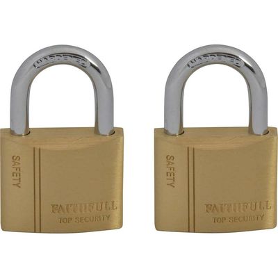 Faithfull BC04 Brass Padlock Keyed Alike 2 X 40Mm