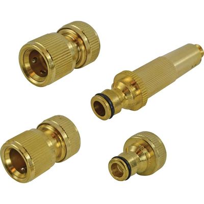 Faithfull SB3102 Brass Nozzle & Fittings Kit 4 Piece 12.5Mm (1/2In)