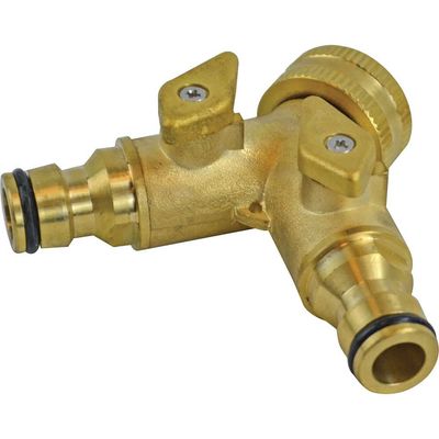 Faithfull SB3030 2 Way Shut Off Valve 19Mm (3/4In) To 2 X 12.5Mm (1/2In)