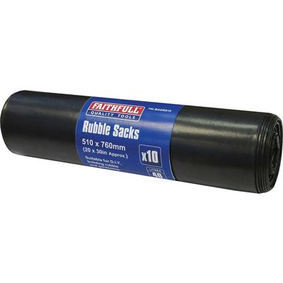 Faithfull Black Rubble Sacks (Roll 10)