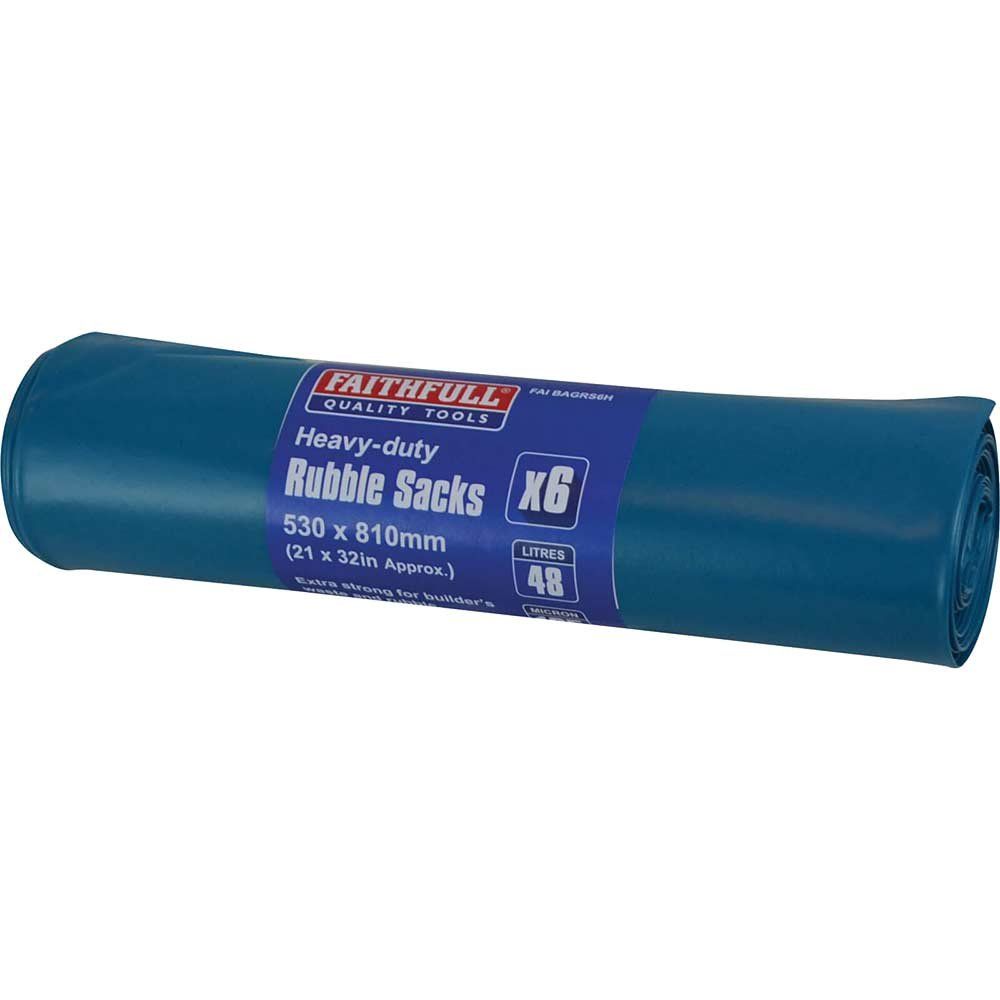 Faithfull Blue Heavy-Duty Rubble Sacks (Roll 6) - Image 1