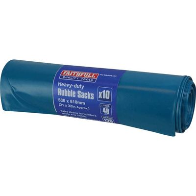Faithfull Blue Heavy-Duty Rubble Sacks (Roll 10)