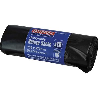 Faithfull Heavy-Duty Black Refuse Sacks (Roll 10)