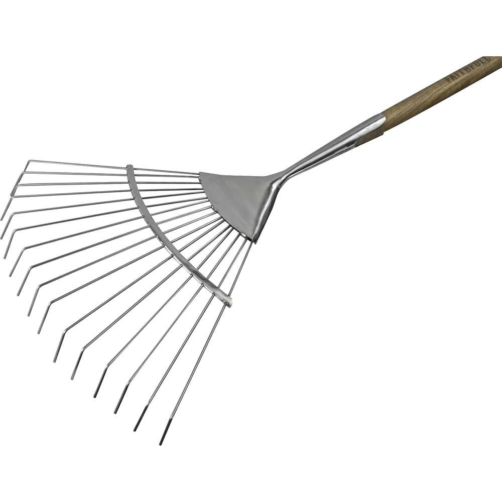 Faithfull RI12-VRSSLRWH Prestige Stainless Steel Lawn Rake Ash Handle - Image 1