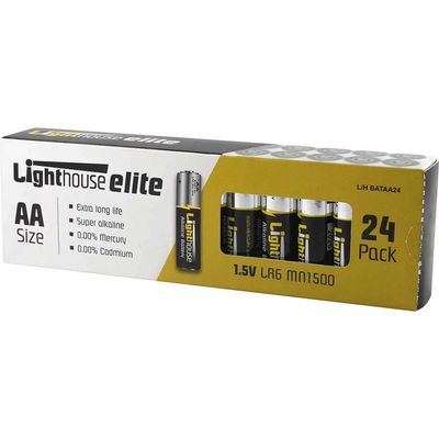 Lighthouse Aa Lr6 Alkaline Batteries 2400 Mah (Pack 24)