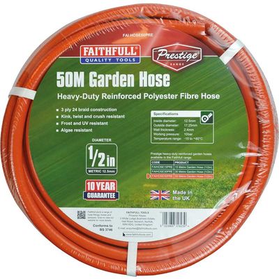 Faithfull CT072023108BOGYS03 Prestige Heavy-Duty Garden Hose 50M 12.5Mm (1/2In) Diameter