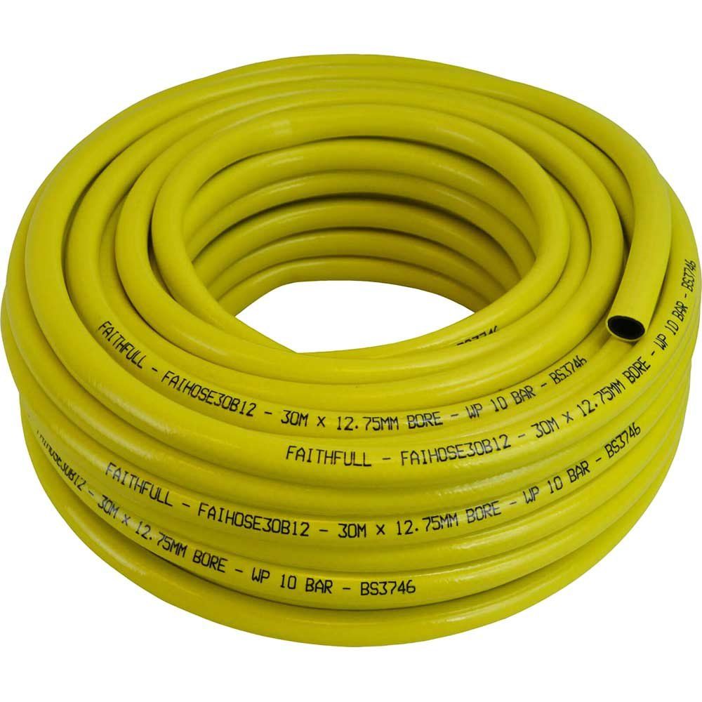 Faithfull CT072023108BKYE01 Heavy-Duty Reinforced Builderfts Hose 30M 12.5Mm (1/2In) Diameter - Image 1