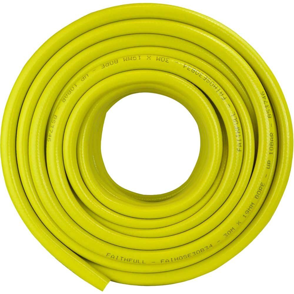 Faithfull CT085023112BKYE01 Heavy-Duty Reinforced Builderfts Hose 30M 19Mm (3/4In) Diameter - Image 1
