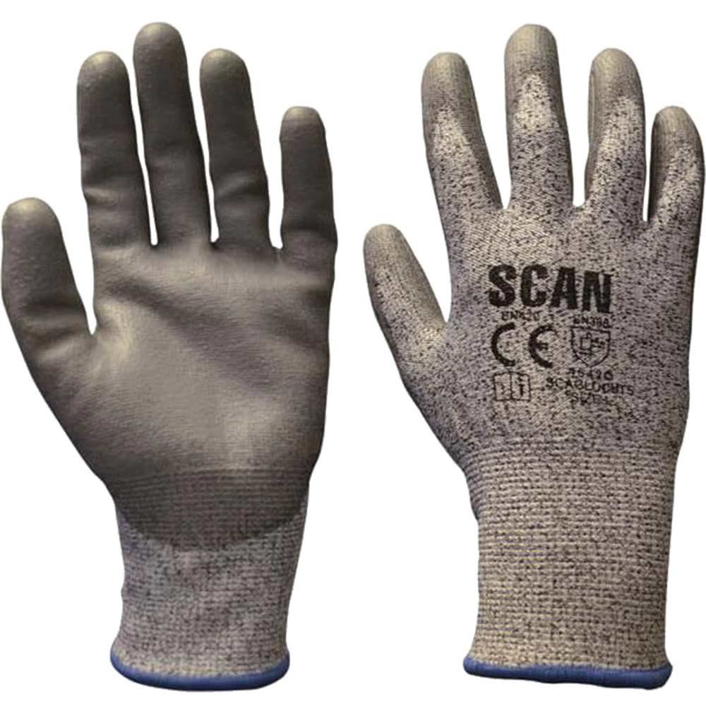 Scan H3101-5 Grey Pu Coated Cut 5 Gloves - Xxl (Size 11) - Image 1