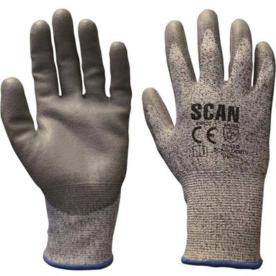 Scan H3101-5 Grey Pu Coated Cut 5 Gloves - Xxl (Size 11)