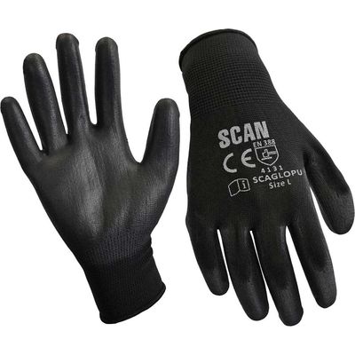 Scan Black Pu Coated Gloves - M (Size 8) (240 Pairs)