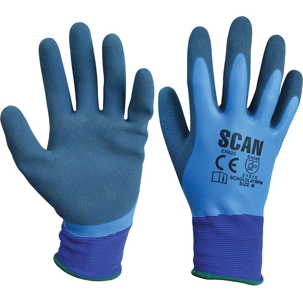 Scan Waterproof Latex Gloves - M (Size 8) - Image 1
